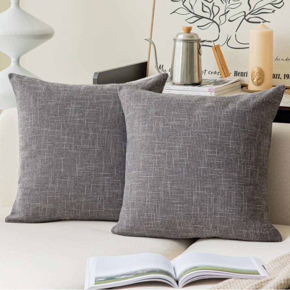 Euro Sham Gray Throw Pillow Covers Extra-Large 26x26” (2-pack)